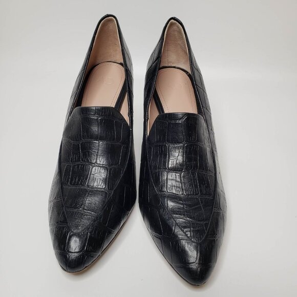 AD and Daughters Esmea Black Leather Croc Embossed Heels 7.5 - Picture 4 of 12